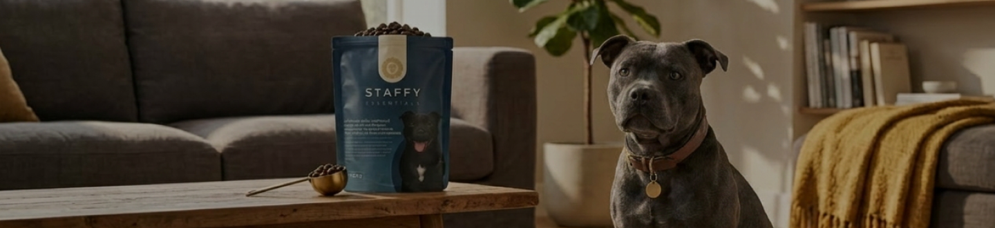 Dog being fed Staffy Essentials supplement